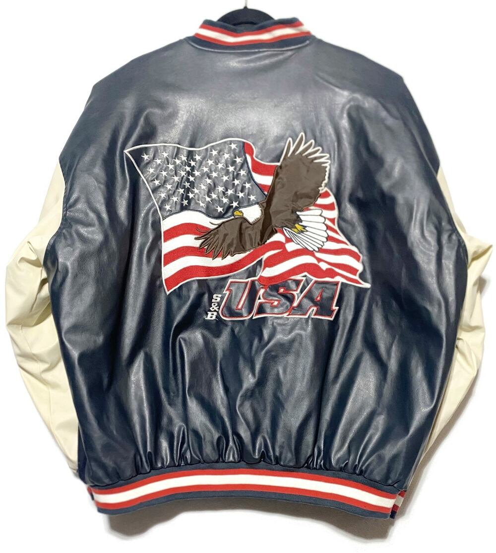 Steve & Barry’s USA Eagle Varsity Bomber Jacket Mens 3XL Faux Leather Vintage